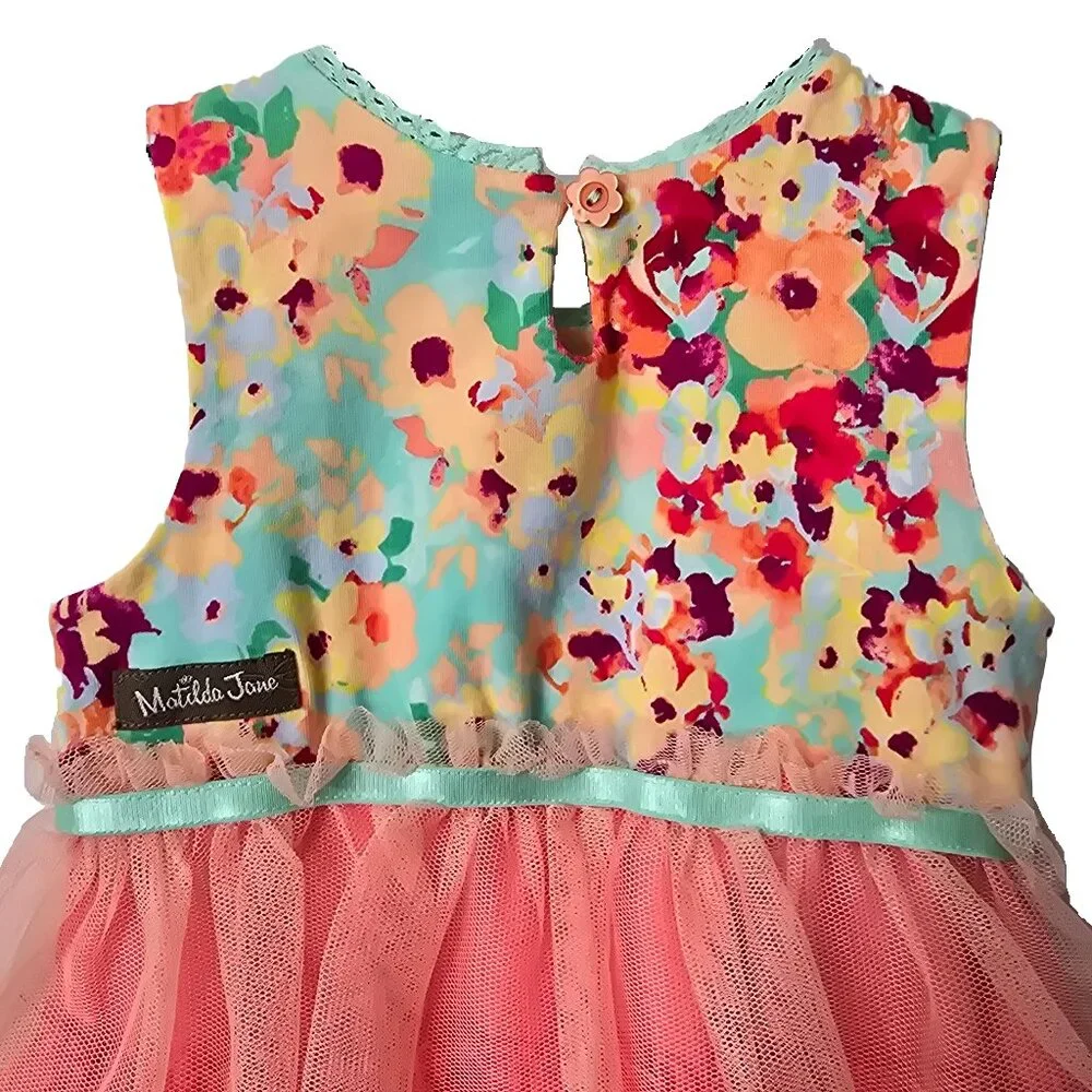 Matilda Jane Tutu Dress 18 24 Month Tiered Tulle Ruffle Pink Floral Wish Wedding